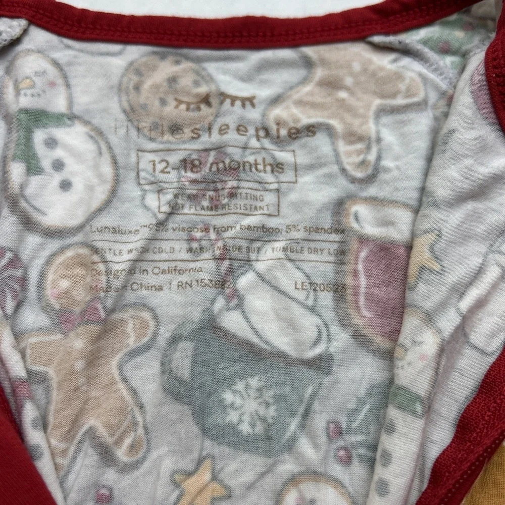 Little Sleepies Baby Toddler 12-18M Christmas Gingerbread Footie Pajamas Bamboo